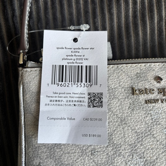 Kate Spade Grey Logo-Print Shoulder Pouch with Silver-Tone Hardware - Picture 4 of 8